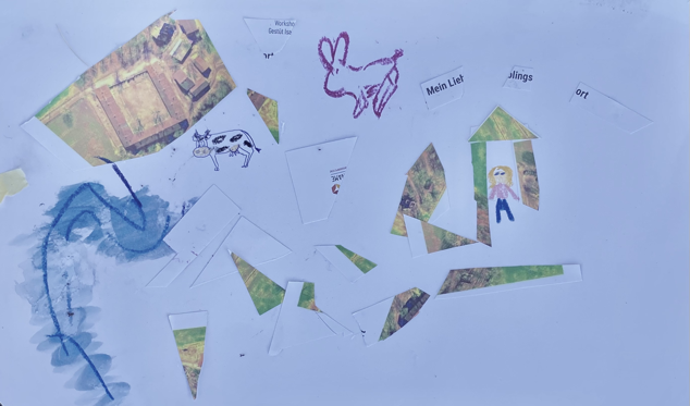 Bildcollage zum Teil gemalt zum Teil aus Ausschnitten anderer Bilder